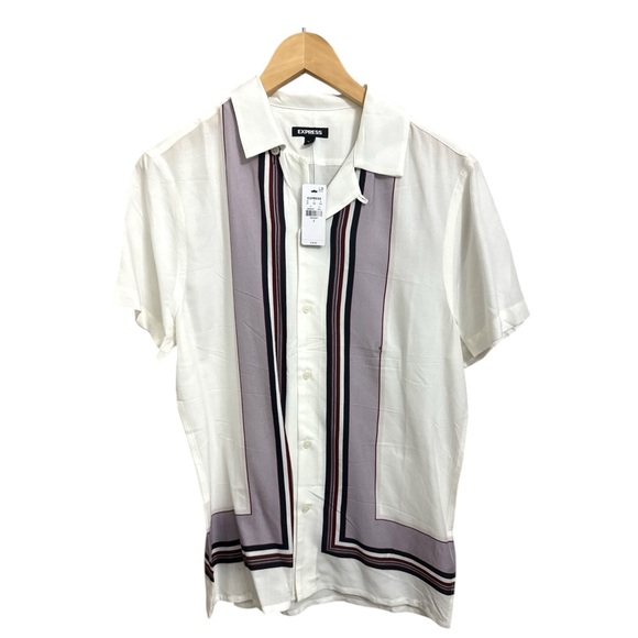 Express Other - Express White and Gray Casual Button Down Shirt